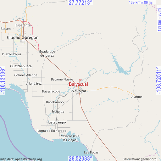 Buiyacusi on map