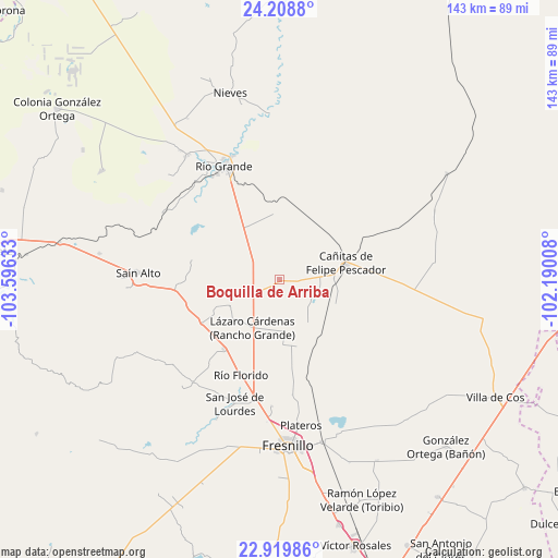 Boquilla de Arriba on map
