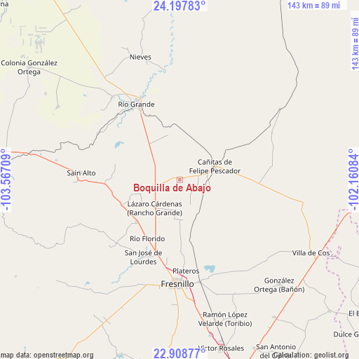 Boquilla de Abajo on map
