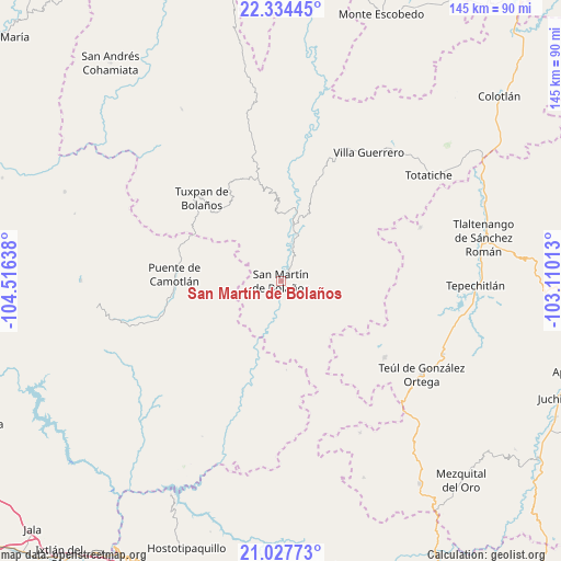 San Martín de Bolaños on map
