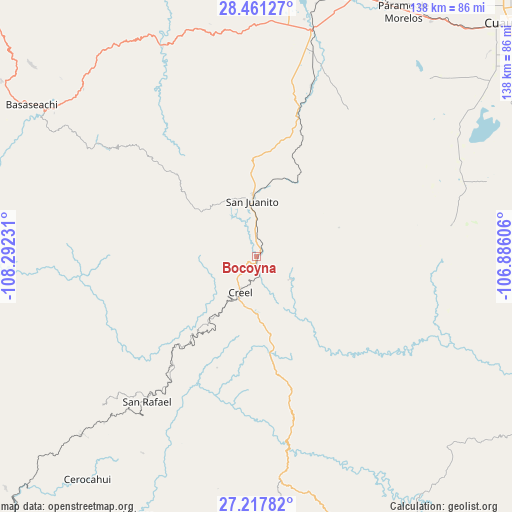 Bocoyna on map