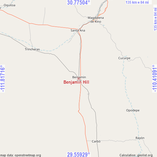 Benjamín Hill on map