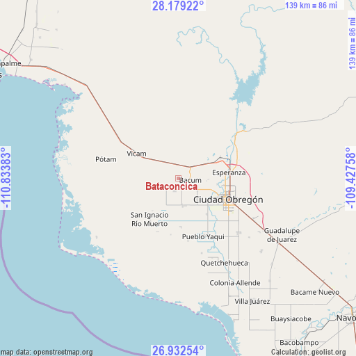 Bataconcica on map