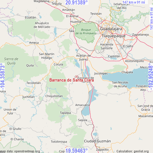 Barranca de Santa Clara on map