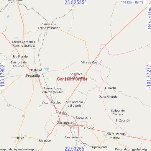 Gonzales Ortega on map