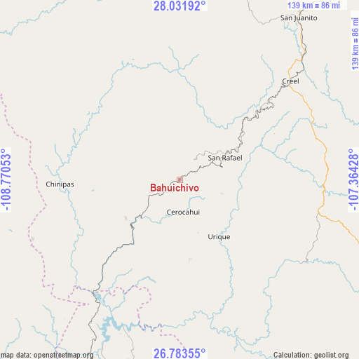 Bahuichivo on map