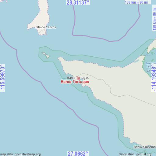 Bahía Tortugas on map