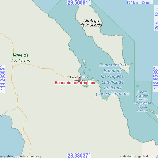 Bahía de los Ángeles on map