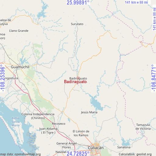 Badiraguato on map