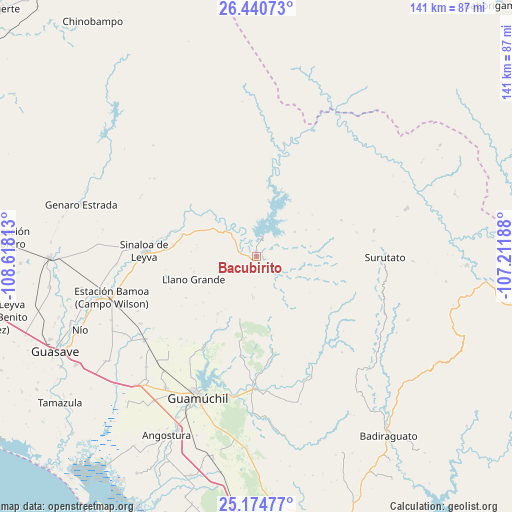 Bacubirito on map