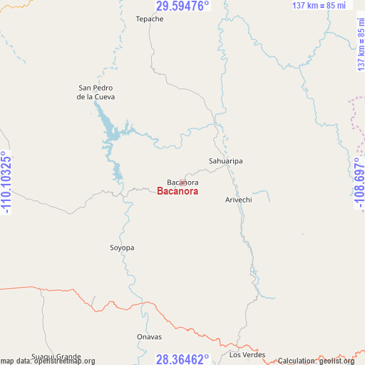 Bacanora on map