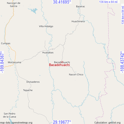 Bacadéhuachi on map