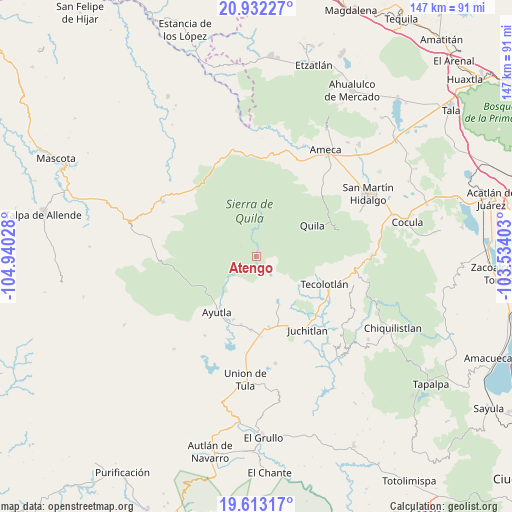 Atengo on map