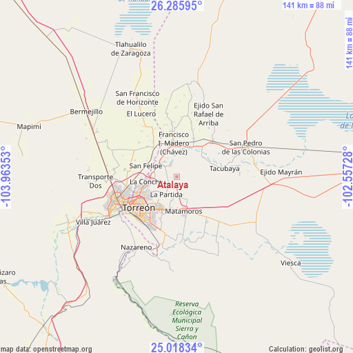 Atalaya on map