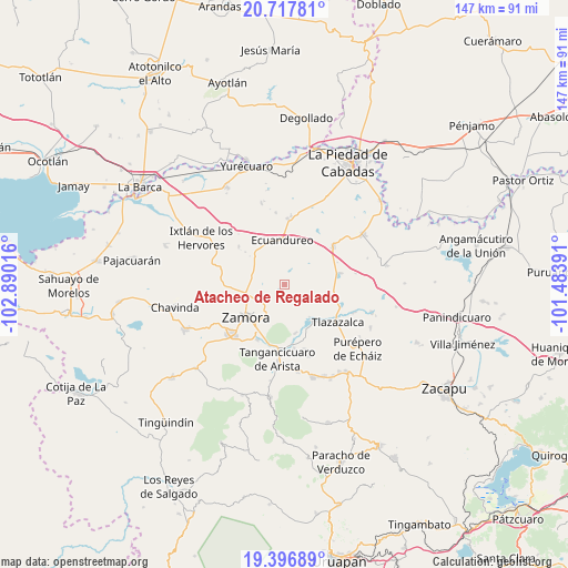 Atacheo de Regalado on map