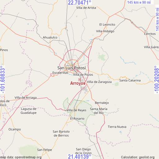 Arroyos on map