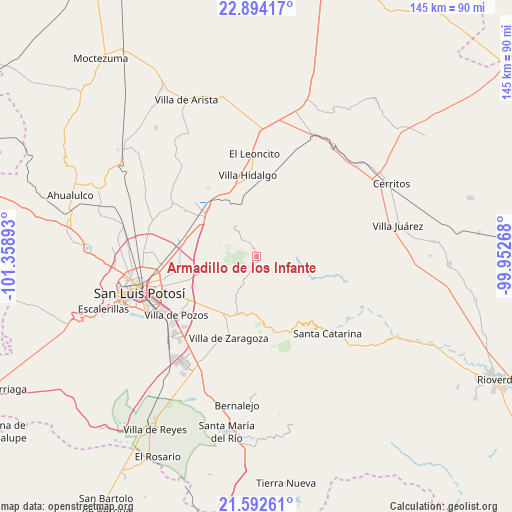 Armadillo de los Infante on map