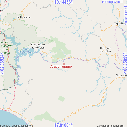 Aratichanguío on map