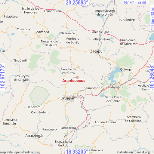 Arantepacua on map