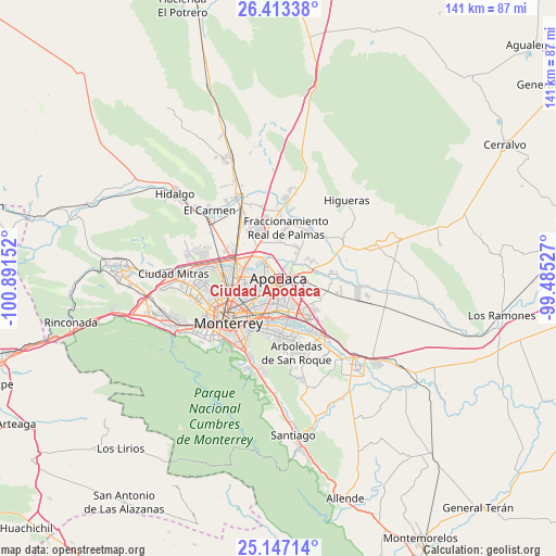 Ciudad Apodaca on map