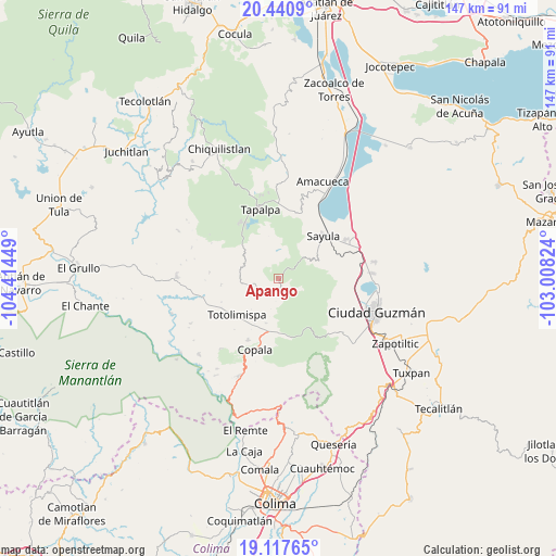 Apango on map