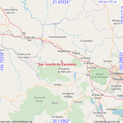 San Juanito de Escobedo on map