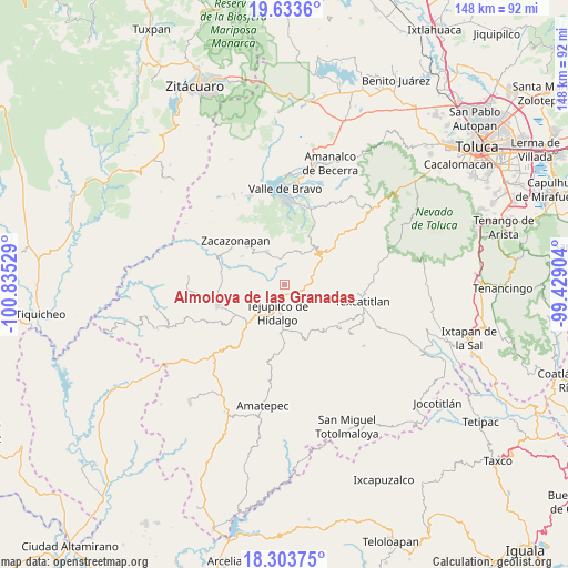 Almoloya de las Granadas on map