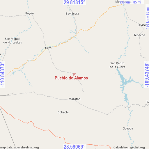Pueblo de Álamos on map