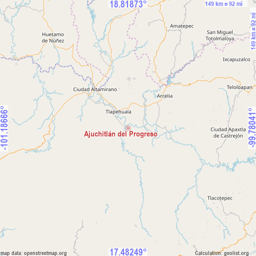 Ajuchitlán del Progreso on map