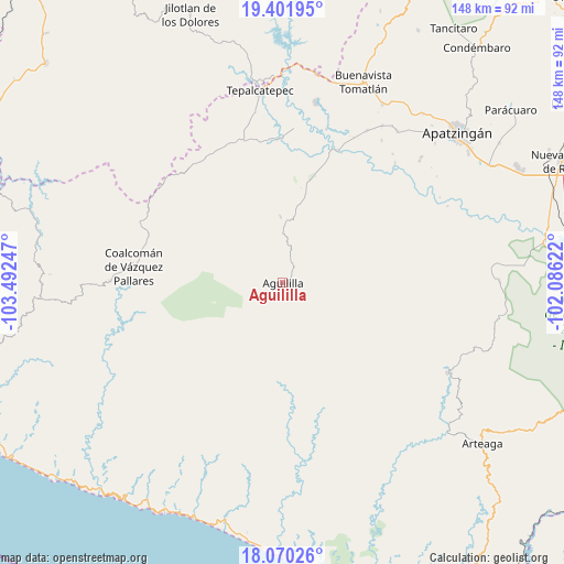 Aguililla on map