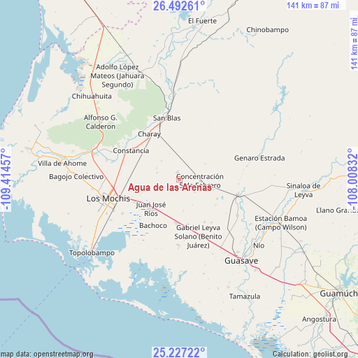 Agua de las Arenas on map