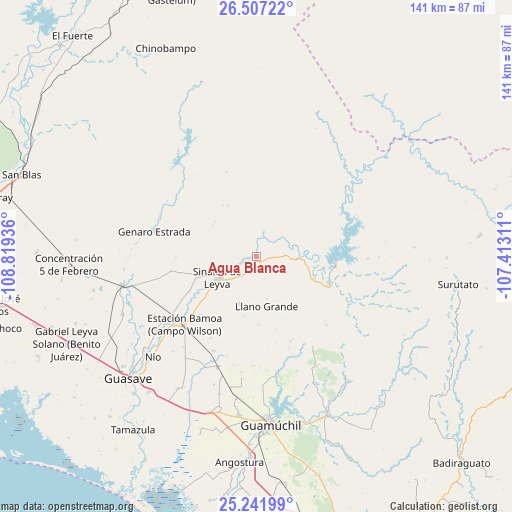 Agua Blanca on map