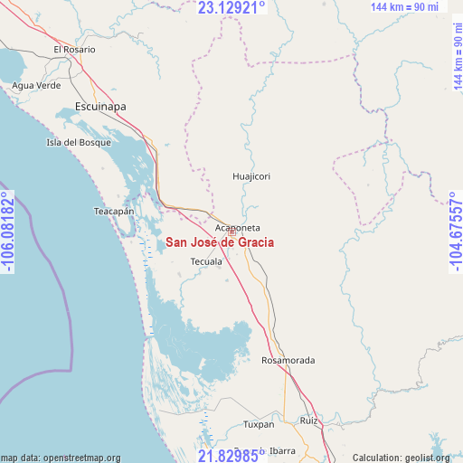 San José de Gracia on map