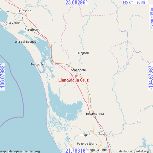 Llano de la Cruz on map