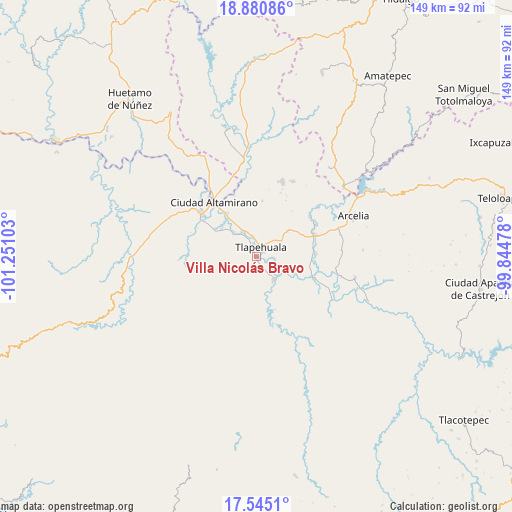 Villa Nicolás Bravo on map