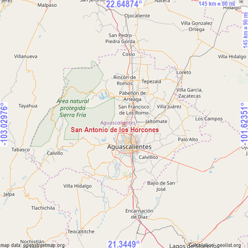 San Antonio de los Horcones on map