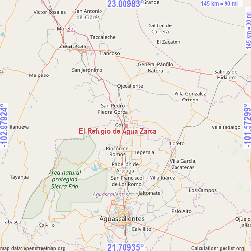 El Refugio de Agua Zarca on map