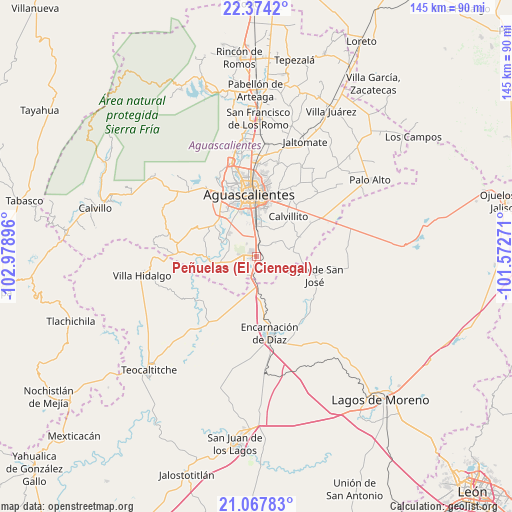 Peñuelas (El Cienegal) on map