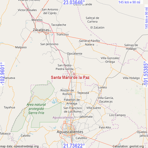 Santa María de la Paz on map