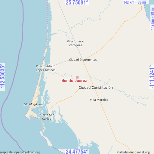 Benito Juárez on map