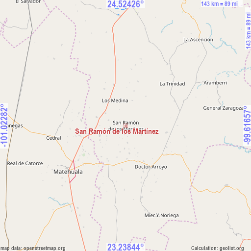 San Ramón de los Martínez on map