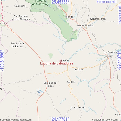 Laguna de Labradores on map