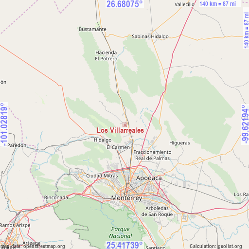 Los Villarreales on map