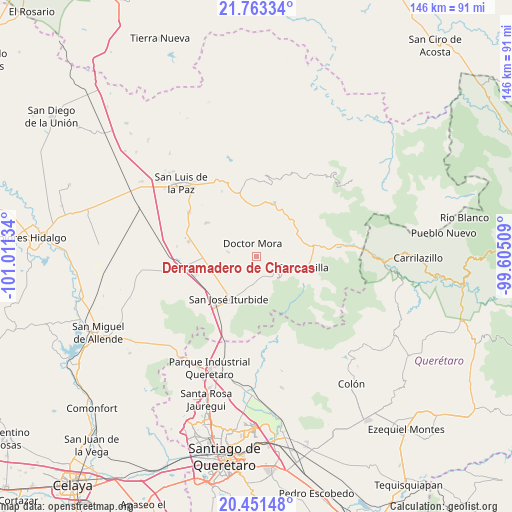 Derramadero de Charcas on map