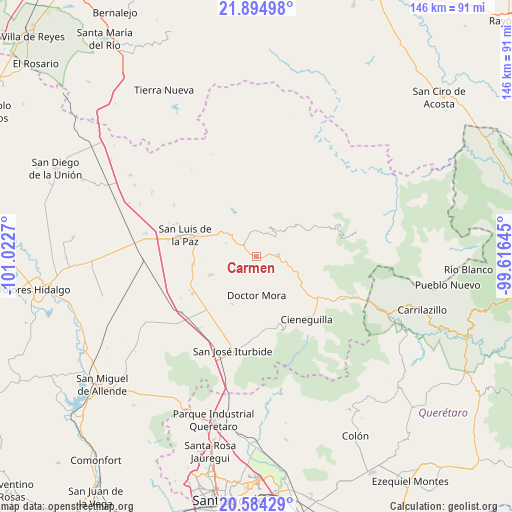 Carmen on map