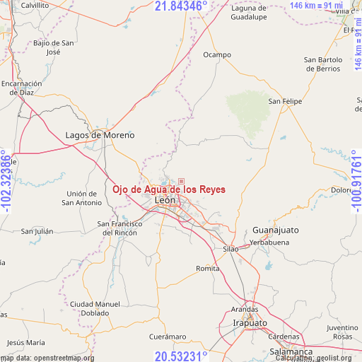 Ojo de Agua de los Reyes on map
