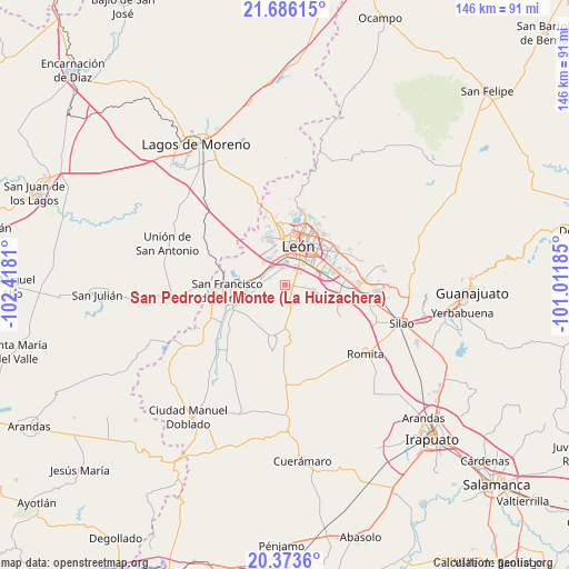 San Pedro del Monte (La Huizachera) on map