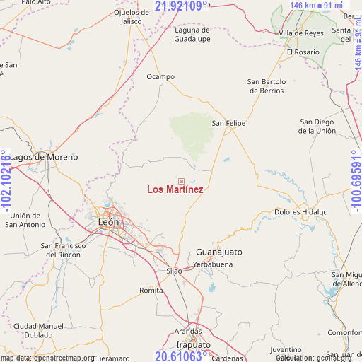 Los Martínez on map