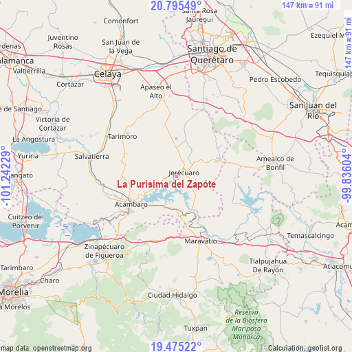 La Purisima del Zapóte on map