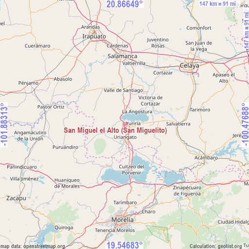 San Miguel el Alto (San Miguelito) on map